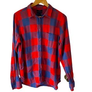 J. Crew Black Label Boy Red/Blue Buffalo Check Flannel Button Up Size 12